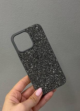 Премиум чехол со стразами для айфона 13 про,чехол-накладка swarovski case для iphone 13 pro (серый)