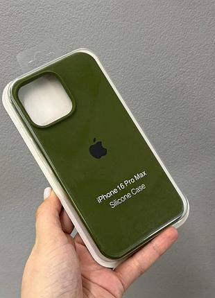 Чохол-накладка з мікрофіброю для айфон 16 pro max, чохол silicone case з мікрофіброю для iphone 16 про макс (зелений)