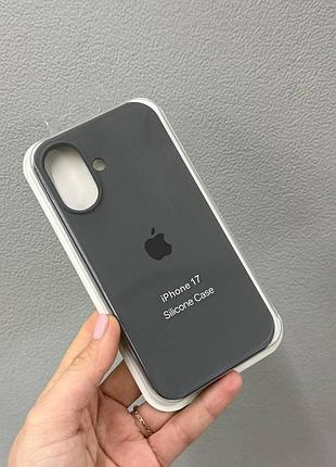 Чехол-накладка для айфон 17, чехол silicone case с микрофиброй для iphone 17 (серый)