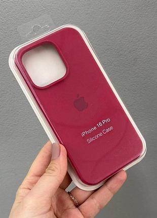 Чехол-накладка с микрофиброй для айфон 16 pro, чехол silicone case с микрофиброй для iphone 16 pro (малиновый)