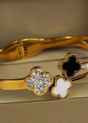Браслет бенгл xuping jewelry жорсткий triple clover 60 мм на руку від 17 до 19 см лимонний