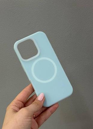 Неоновий чохол-бампер для айфон 16 про, чохол silicone case з мікрофіброю для iphone 16 pro (блакитний)