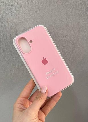 Чехол-накладка с микрофиброй для айфон 17, чехол silicone case с микрофиброй для iphone 17 (розовый)