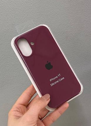Чехол-накладка для айфон 17, чехол silicone case с микрофиброй для iphone 17 (бордовый)