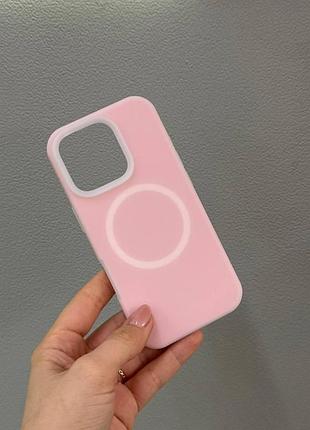 Неоновый чехол-бампер для айфон 16 про, чехол silicone case с микрофиброй для iphone 16 pro (розовый)