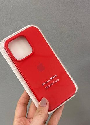 Чехол-накладка с микрофиброй для айфон 16 pro, чехол silicone case с микрофиброй для iphone 16 pro (красный)