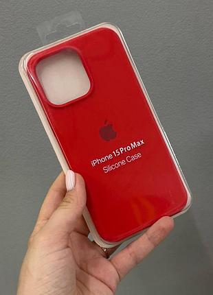 Чехол-накладка с микрофиброй для айфон 15 pro max, чехол silicone case с микрофиброй для iphone 15 pro max (красный)