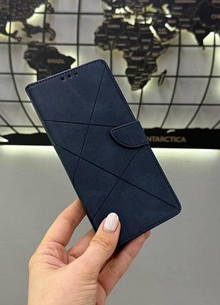 Кожаный качественный чехол-книжка самсунг а55, чехол-книжка business leather для samsung a55 (синий)