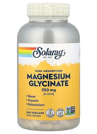 Бисглицинат магния solaray magnesium glycinate 350 mg high absorption, 240 вегакапсул