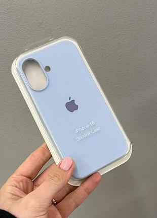 Чехол-накладка с микрофиброй для айфон 16, чехол silicone case с микрофиброй для iphone 16 (голубой)