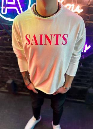 Мужская модная кофта с принтом saints белая l