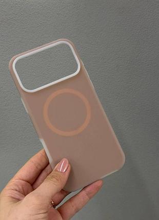 Неоновый чехол-бампер для айфон 17 про макс, чехол silicone case с микрофиброй для iphone 17 pro max (бежевый)