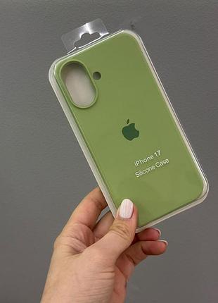 Чехол-накладка с микрофиброй для айфон 17, чехол silicone case с микрофиброй для iphone 17 (зеленый)