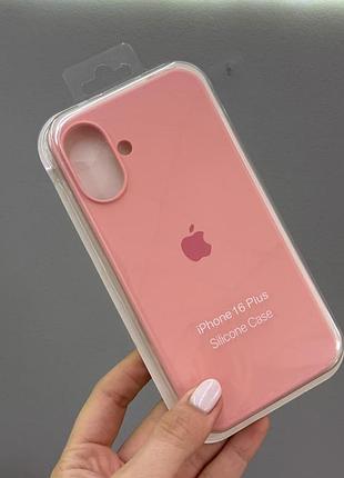 Чехол-накладка с микрофиброй для айфон 16 plus, чехол silicone case с микрофиброй для iphone 16 plus (розовый)