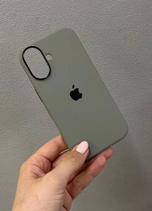 Чехол-накладка с микрофиброй для айфон 16, чехол silicone case с микрофиброй для iphone 16 (серый)
