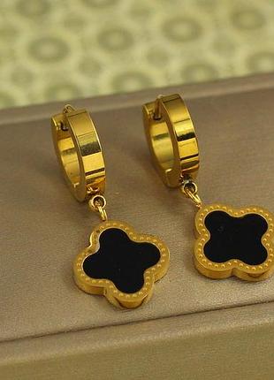 Серьги stainless steel подвески black clover лимонные