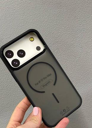Чохол matte magsafe iphone 17 pro max,чохол матовий прозорий з магсейфом для телефону айфон 17 про макс (чорний)