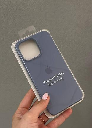 Чехол-накладка с микрофиброй для айфон 15 pro max, чехол silicone case с микрофиброй для iphone 15 pro max (синий)