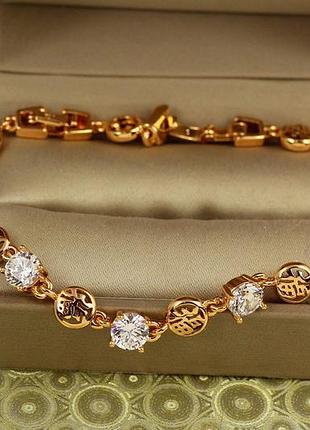 Браслет xuping jewelry дзэн с камнями 20 см 6 мм золотистый