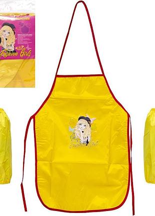Фартух дитячий з нарукавниками для дівчаток cr5530(yellow) 54х37 см (91392)