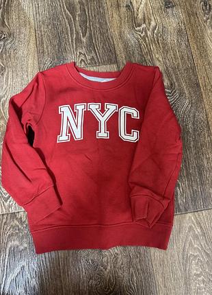Реглан для хлопчика червоний на флісі з написом nyc