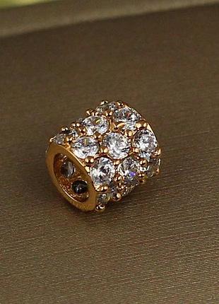 Кулон шарм xuping jewelry прямоугольный камни по кругу 7 мм золотистый