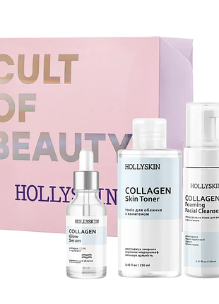 Подарунковий набір косметики для догляду за обличчям hollyskin collagen basic care daily skin care