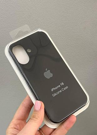 Чехол-накладка с микрофиброй для айфон 16, чехол silicone case с микрофиброй для iphone 16 (черный)