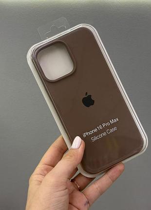 Чохол-накладка з мікрофіброю для айфон 16 pro max, чохол silicone case з мікрофіброю для iphone 16 про макс (коричневий)