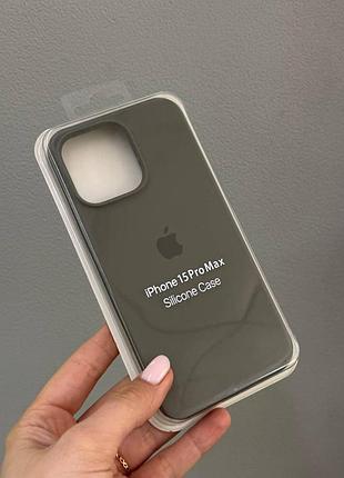Чехол-накладка с микрофиброй для айфон 15 pro max, чехол silicone case с микрофиброй для iphone 15 pro max (серый)