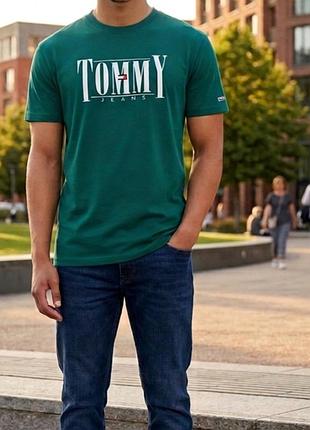 Футболка tommy jeans essential serif logo t-shirt green