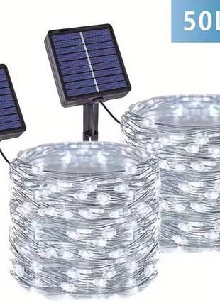 Сонячна гірлянда 50 led 2 шт. на сонячній батареї, вулична гірлянда для саду та двору