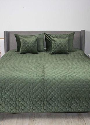 Покрывало теп "velour" 240*260 см 1шт (дак грин/ромб круглый)