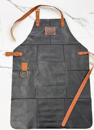 Фартух із натуральної шкіри чорний hollaapron black