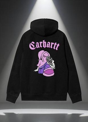Мужское худи carhartt logo унисекс кофта толстовка лонгслив кархарт черное l
