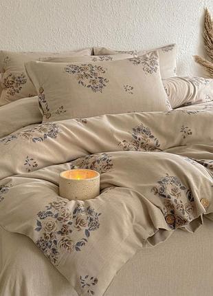 Постельное белье евро из хлопка с текстурою льна colorful home print 3 22089