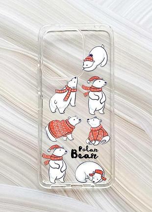Прозрачный чехол на xiaomi redmi 13 мишки (принт 145)