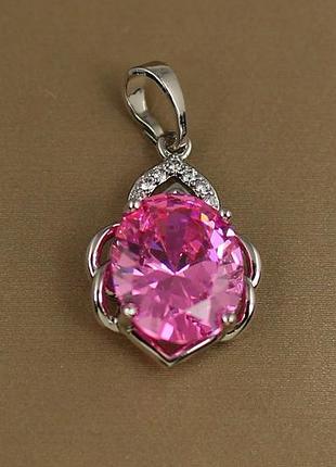 Кулон xuping jewelry сицилия с розовым камнем 1,9 см серебристый