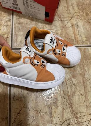 Кросівки дитячі adidas superstar slip-on біло-помаранчеві