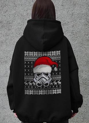 Худи loys толстовка оверсайз с принтом "star wars santa", черный xl