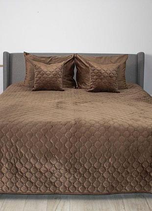 Покривало теп "velour" 180*240 см 1шт (шоколадний/ромб круглий)