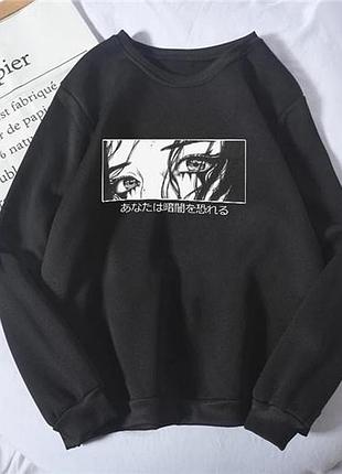 Свитшот черный loys аниме harajuku hooded xxl