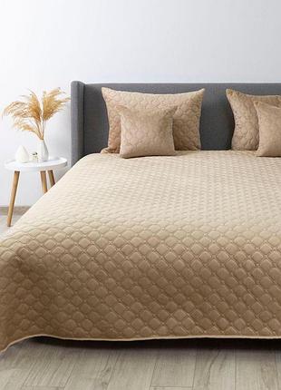 Покривало теп "velour" 150*210 см (золотий беж/ромб круглий)