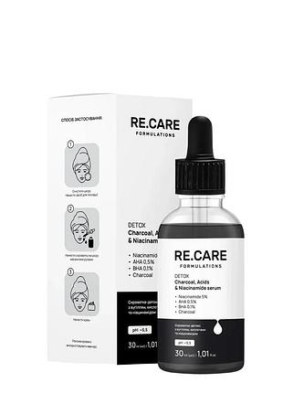 Сироватка-детокс для жирної та проблемної шкіри обличчя re.care, 30 мл daily skin care