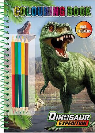 Раскраска dinosaur expedition с наклейками и карандашами, а4 (961029)