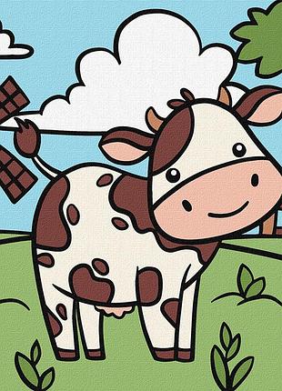 Набор для росписи по номерам для детей «веселая коровка», 25×25 см (kho9073)
