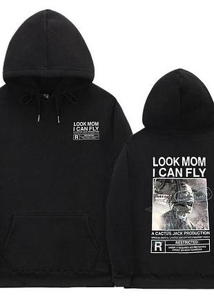 Худи чёрный loys cactus jack. толстовка кактус джек art 14 look mom i can fly s