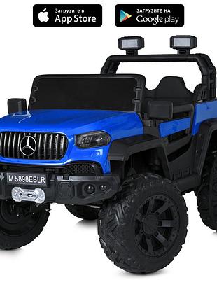 Детский электромобиль джип, 4x25w, 12v12ah, eva, кожа, mp3/usb/bluetooth, синий (m 5898eblr-4)