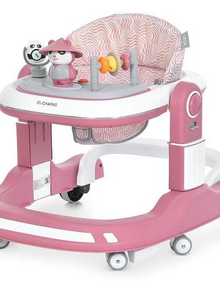 Дитячі ходунки 2 в 1 el camino ursa pink із штовхачем (me 1200 pink)
