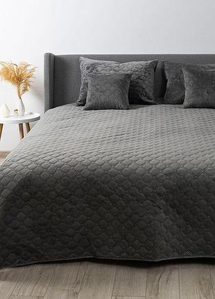 Покривало теп "velour" 180*240 см 1шт (сірий/ромб круглий)